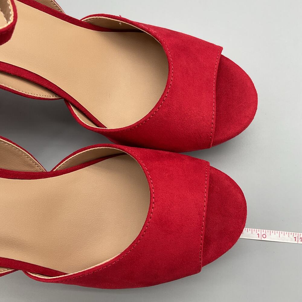 NEW Sun + Stone Women’s Reema Peep Toe Platform Sandals Cherry Size 10M - Picture 7 of 10